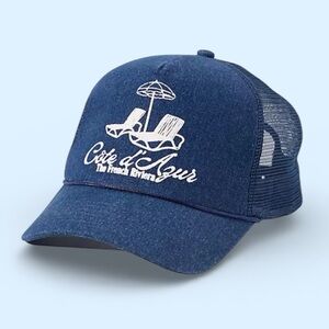 Anthropologie Coney Island Picnic Getaway Trucker Hat Denim NWT